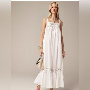 J. Crew White Ruffled Tiered Maxi Sundress